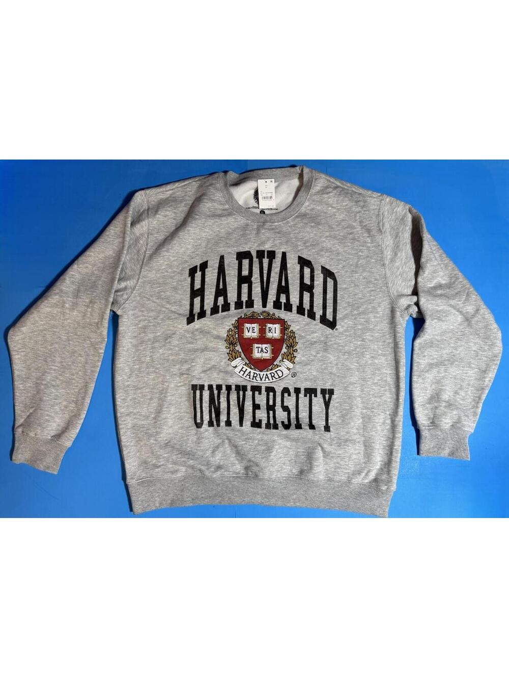 Harvard University Veritas Crest Sweatshirt Men's XL Gray Soft Cotton Blend NWT